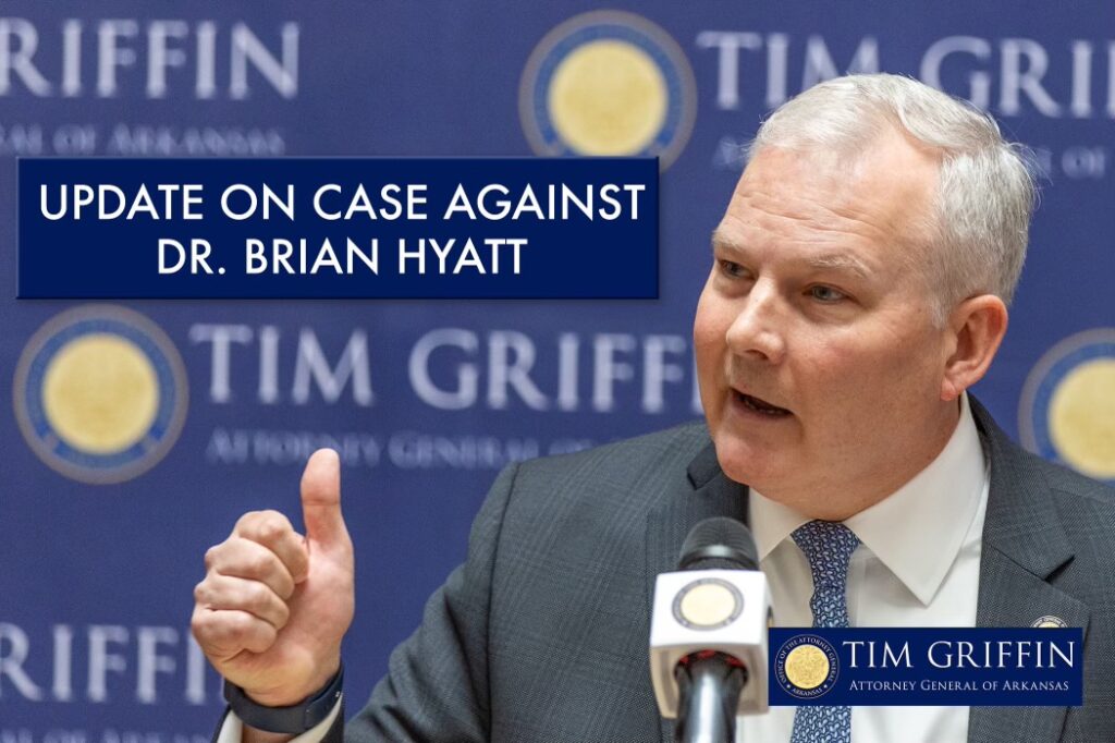 Attorney General Griffin Charges Dr. Brian Hyatt with Two Counts of Felony Medicaid Fraud